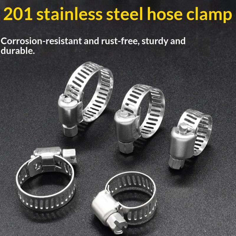 Stainless Steel Hose Clamps 10Pcs Durable Rust Resistant Adjustable Clips for Garden Hose Plumbing Pipeline Fixing DIY Projects