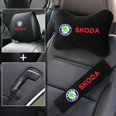 Ensemble d'accessoires de voiture Ensemble d'oreillers souples Oreiller de cou pour voiture et Protection de ceinture de sécurité Pour Skoda Octavia FABIA YETI KAMIQ KODIAQ SUPERB RAPID