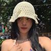Bow Fisherman Hat Children's Summer New Knitted Mesh Bucket Hat Straw Woven Breathable Basin Hat