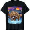 Grizzlybär Fängt Lachs Alaska Angeln Naturfreund T-Shirt