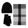 Plaid scarf winter shawl warm suit outdoor cold proof thickened knitted hat scarf gloves three-piece set