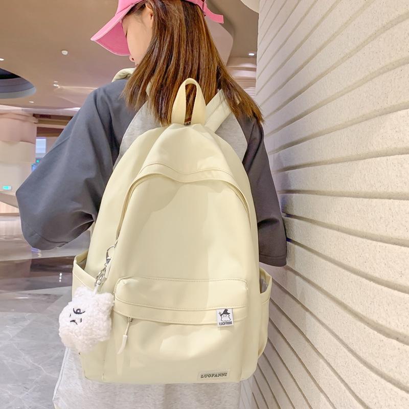 Schoolbag Female Students High School Students Solid Color Backpack