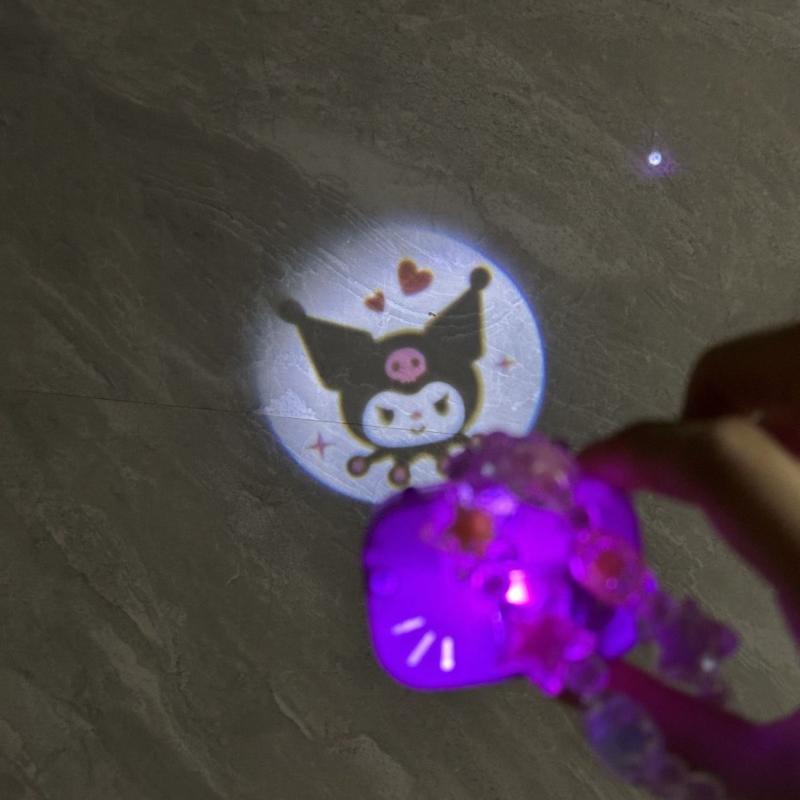 2Pcs Cute Glowing Toy Cartoon Sanrio Kuromi Children Projection Camera Beaded Necklace Bracelet Jewelry Girl Birthday Gift