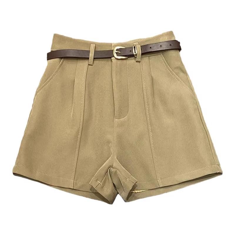 2025 Summer Korean Style Retro High-Waist A-Line Wide-Leg Women's Casual Shorts
