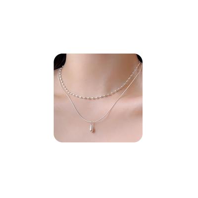 Edelstahl Doppelkette Schlichte Doppelkette Lässige Schlangenkette Silber Stilvoll Damen Geschenk Präsent Alltagsschmuck [Mesaro]