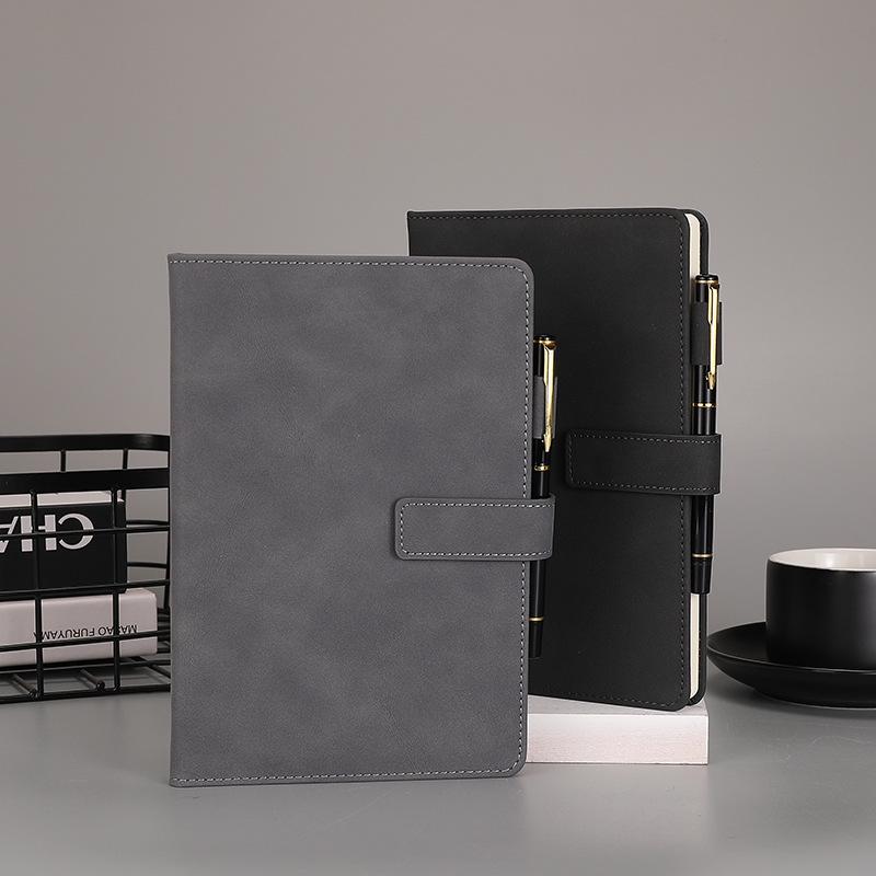 A5 Lambskin Business Notebook with Buckle & Custom Logo for Office Meetings