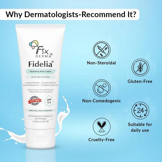 Fixderma Fidelia Hydrating Body Lotion | Feuchtigkeitscreme für Gesicht & Körper | Körperlotion für Frauen & Männer Hydrating Lotion - 100 ml (Packung mit 1)