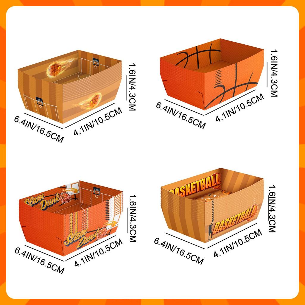 36pcs Basketball Party Decorations, Basketball Serving Trays Basketball Popcorn Tray Basketball Food Trays for Basketball Birthday Party Decorations