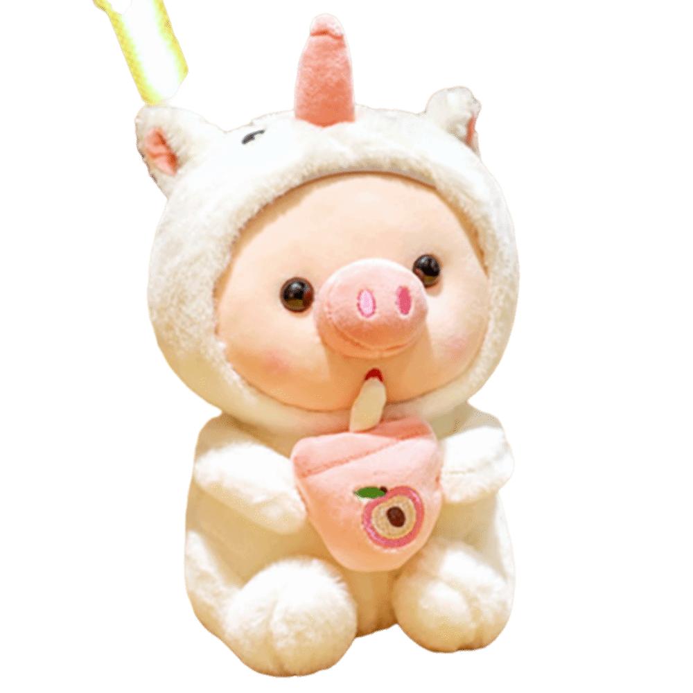 Kawaii Style Cartoon Pig Plush Toy Rabbit Hat Milk Tea Plush Toy Bubble Pig Plush  Girls Gift Style 3