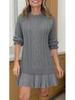 2025 Women's Sweet Cable Knit Chiffon Patchwork Mini Dress