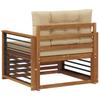 Outdoor Sofa Solid Acacia Wood and Polyester Natural & Beige