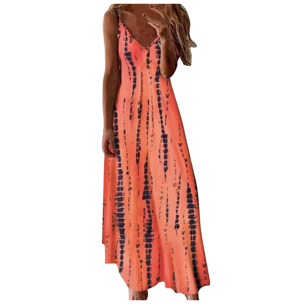 New Summer Women's Sleeveless Loose V-Neck Plain MaXi Dresses Casual Long Dress