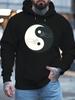 Unisex Tai Chi Yin-Yang Martial Arts Graphic Hooded Sweatshirt - Large Size Black Soft Fabric Streetwear Pullover with Tai Chi Diagram Print, Autumn W