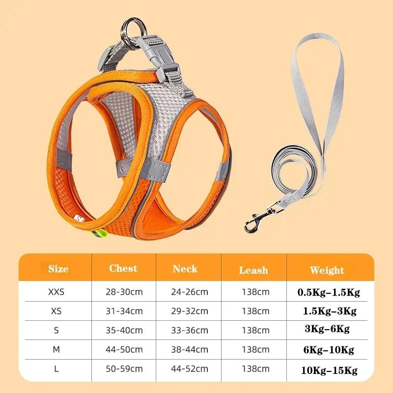 Adjustable Puppy Cat Harness Vest French Bulldog Chihuahua Pug Dog Harness Leash Set for Small Dogs Outdoor Walking Lead Leash