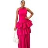 European and American women's clothing summer new fashion temperament vest sleeveless slim ruffle edge splicing dress