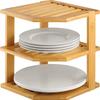 3 Tier Bamboo Corner Shelf Cabinet Organizer - Kitchen Cabinet Space Saver for Plates Dishes Bowls Pantry Storage - 9.5 In Tall