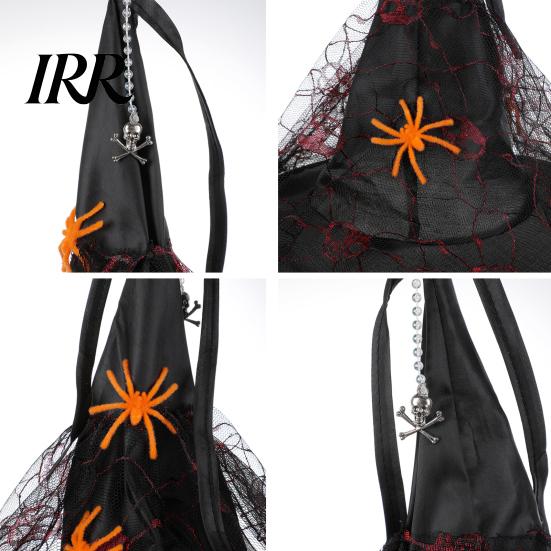 Decorative Spider Pendants Halloween Witch Hat Hanging Decor, Web Ribbon Prop Party Streamers for Party, Dark Wizard Costume Accessory Masquerade