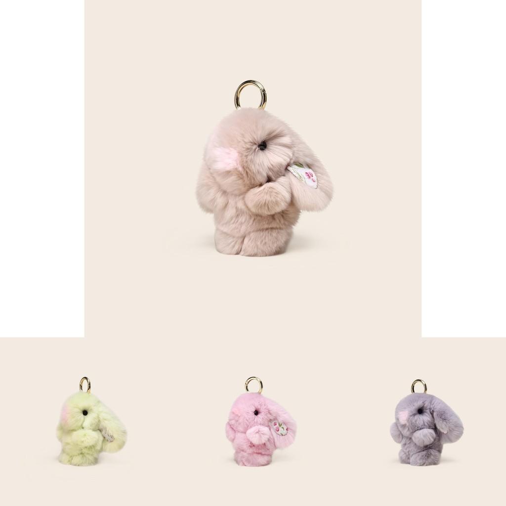 Light Luxury Bunny Plush Keychain With Floral Pattern For Ladies Fashion Accessories