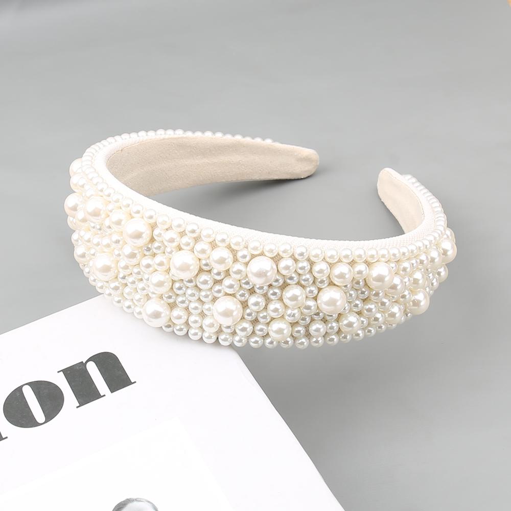 Hotselling Item Pearl Sponge Headband Handmade Nail Bead Multi-color Flower Hair Hoop Versatile and Fashionable Hair Accessories