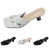 Damen Ledersandalen mit geknoteten Absätzen Kleiderschuhe Quadratische Sandalen mit offenem Zehenbereich Hohe Stilettos Mules Zum Hineinschlüpfen Bequemer Freizeitschuh