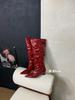 Autumn and winter new European and American long tube slope heel wide tube high boots wrinkled but knee piled boots