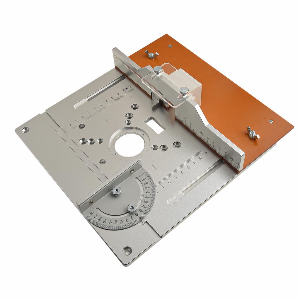 Router Table Insert Plate Made of Aluminium Alloy Featuring Wood Milling Flip Board and Miter Gauge for Router Alignment