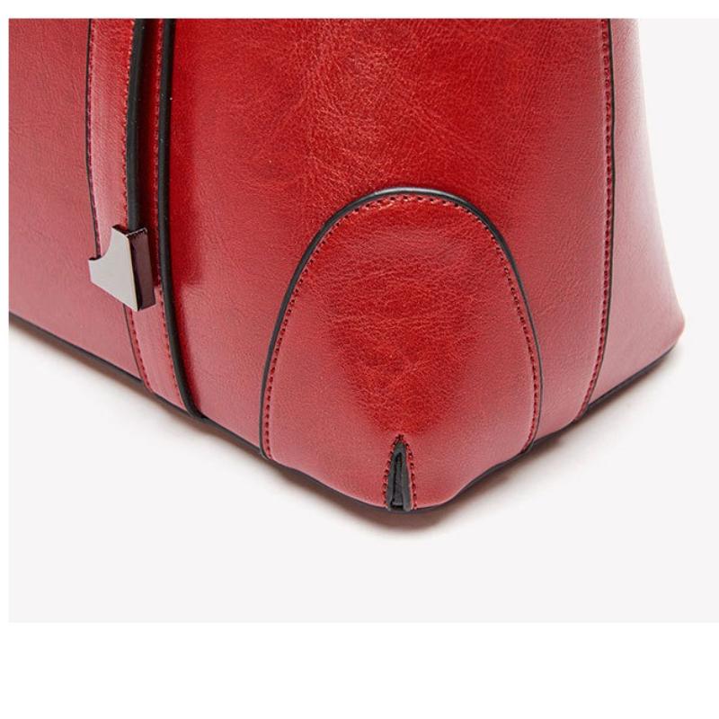 Women Shoulder Cross Body Handbag Top Handle Bag Genuine Leather Casual Designer Lady Female Oil Wax Cowhide Messenger Tote Bag