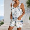 Sleeveless Tank Patch Pocket Romper Plus Size