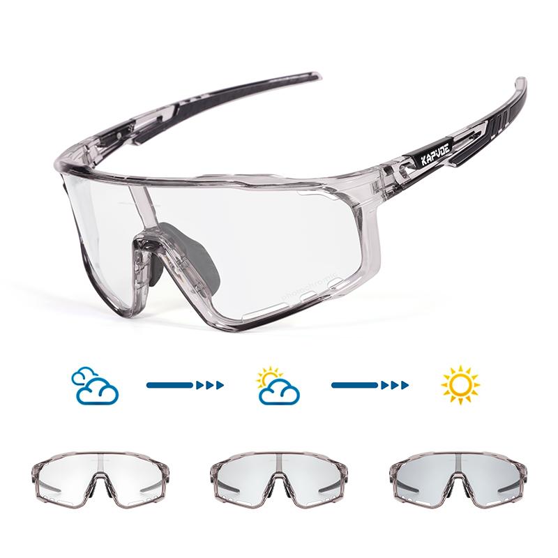 Kapvoe Color Photochromic Cycling Glasses MTB Sunglasses for Men Women Sport Speed Mountain Bike Bicycle Cycl Eyewear Goggle