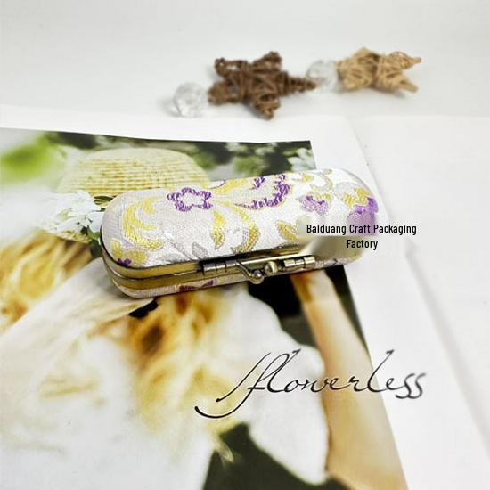 Vintage Brocade Embroidered Lipstick Case with Mirror