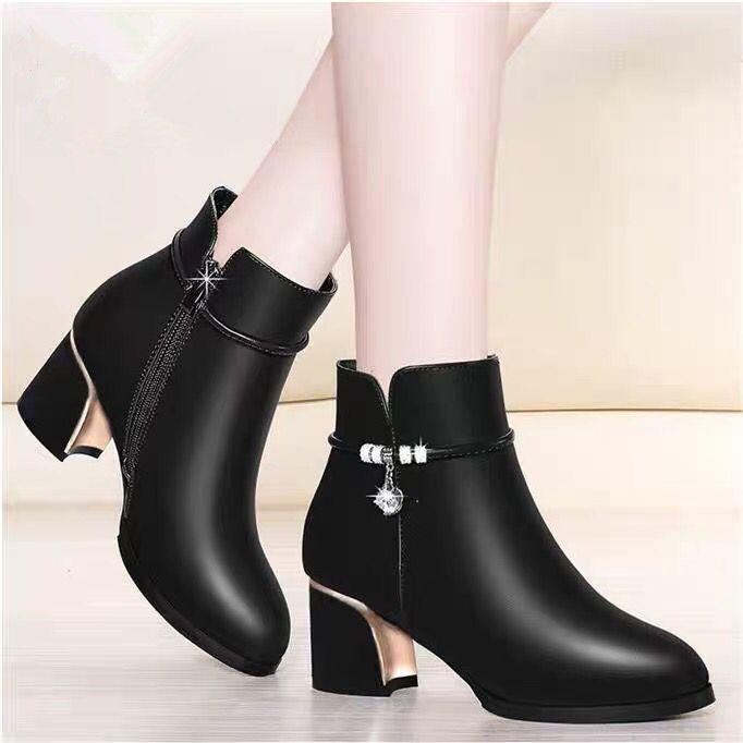 Short Boots Children 2025 Autumn and Winter New Mother Martin Boots Middle Heel Women's Leather Shoes Short Boots
