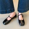 Retro one-pedal square-headed Mary Jane shoes, new one-word buckle single shoes, student shallow mouth small leather shoes