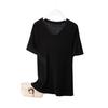 2026 Hangzhou Women's Mulberry Silk Lyocell U-Neck Tee - Lightweight, Breathable, Short-Sleeved Summer Fashion