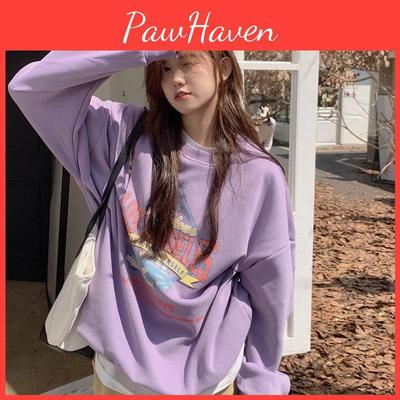 Sleeve O Neck Long Women Loose Pullovers Female Tops Solid Color Sweatshirts