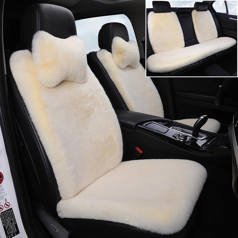 Winter Rabbit Fur Wool Heated Car Seat Cushion - Non-slip, Warm, for Single Seat with Small Waist Support