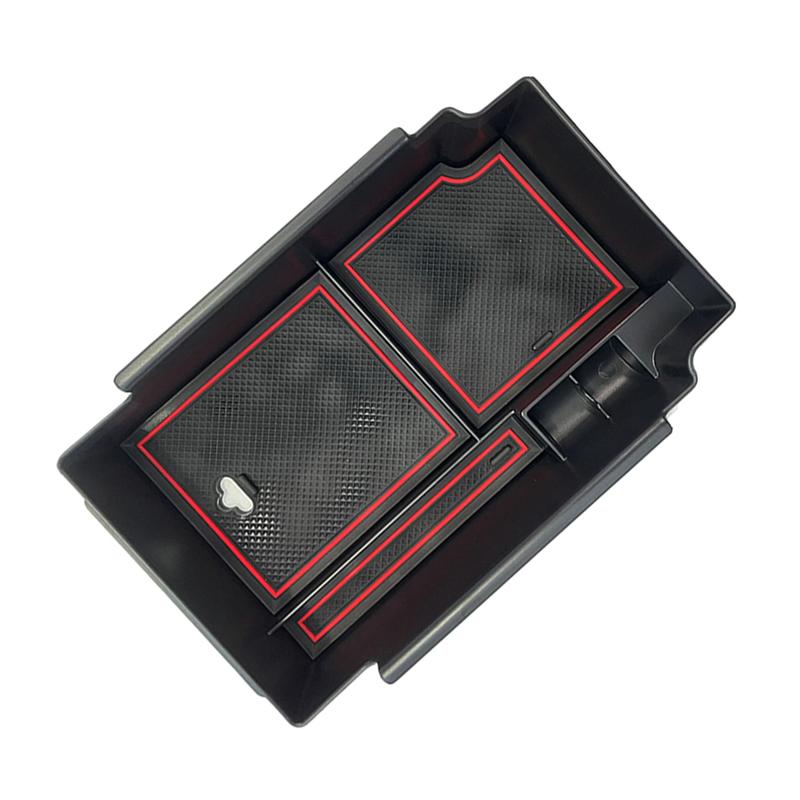 Car Center Armrest Storage Box Organizer Tray With Black Red Pad Fit For Subaru Crosstrek 2024-