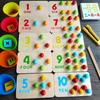 Kids Montessori Wooden  Hands Brain Training Clip Beads Chopsticks Beads  Early Educational Puzzle Board Math Game To