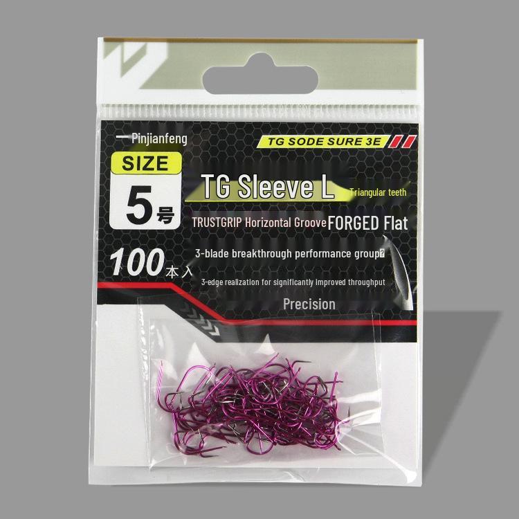 Japanese Sharp Point TG Taiji Black Sleeve Barbless Tilapia Hook - Corrosion-Resistant Fiery Red #9