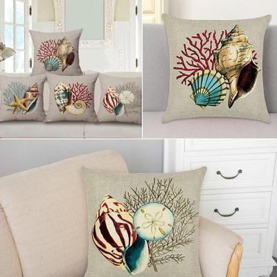 Decoration Waist Throw Conch Cotton Linen Pillow Case Cushion