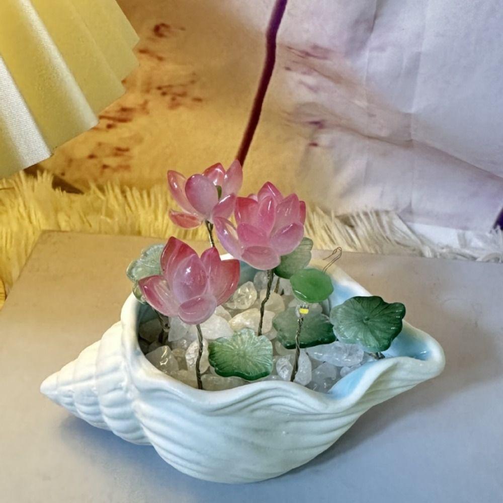 Lotus Design Sea Shell Glass Lotus Glass Material DIY Lotus Lamp Small Night Lamp  Girlfriend Gift