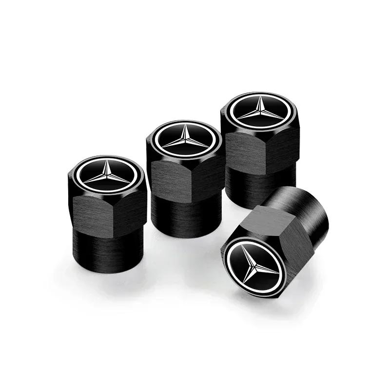 C200 E200 Nouveau 2025 Pour Mercedes Benz 4 Pièces Bouchons de Valve de Pneu de Voiture en Métal Couvercles de Poussière de Roue Accessoires Pour Mercedes Benz AMG W204 W203