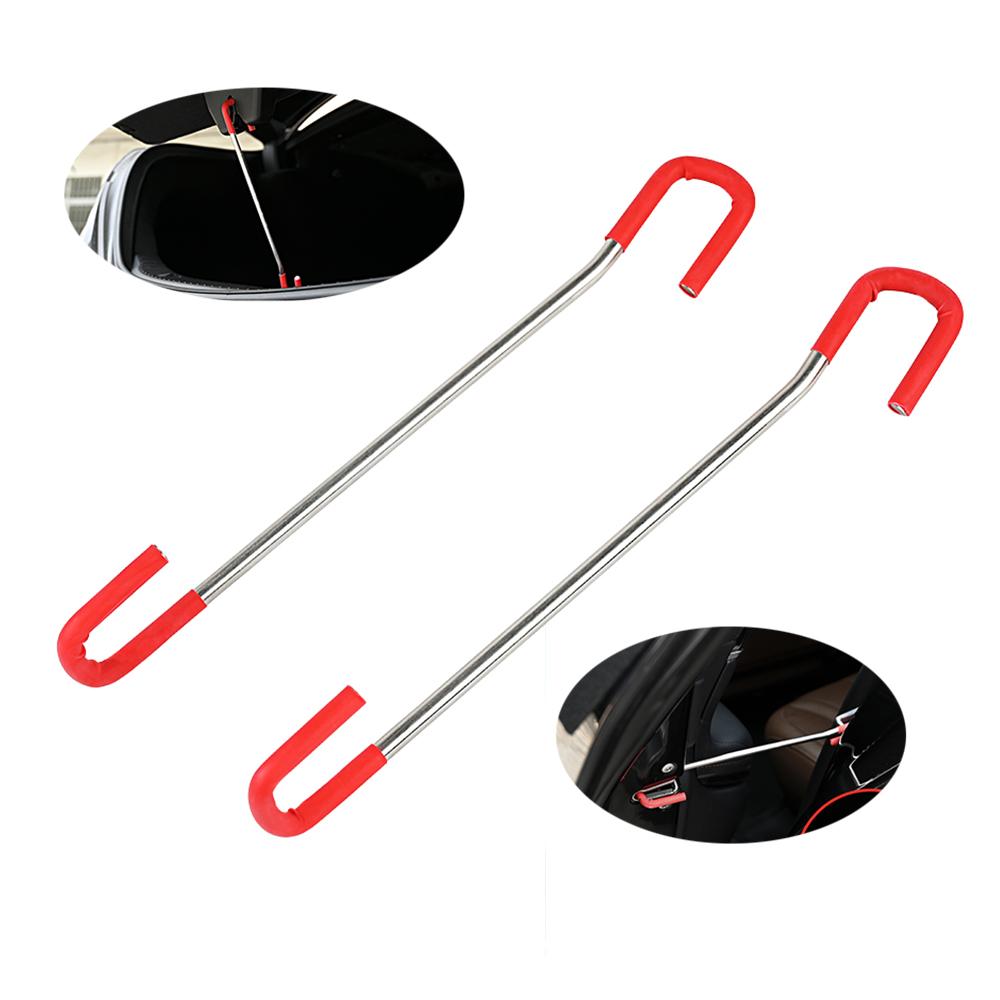 FOSHIO 2pc Metal Support Rod Auto Door Trunk Wrapping Cleaning Help Tool Carbon Fiber Film Install Support Frame Car Accessories
