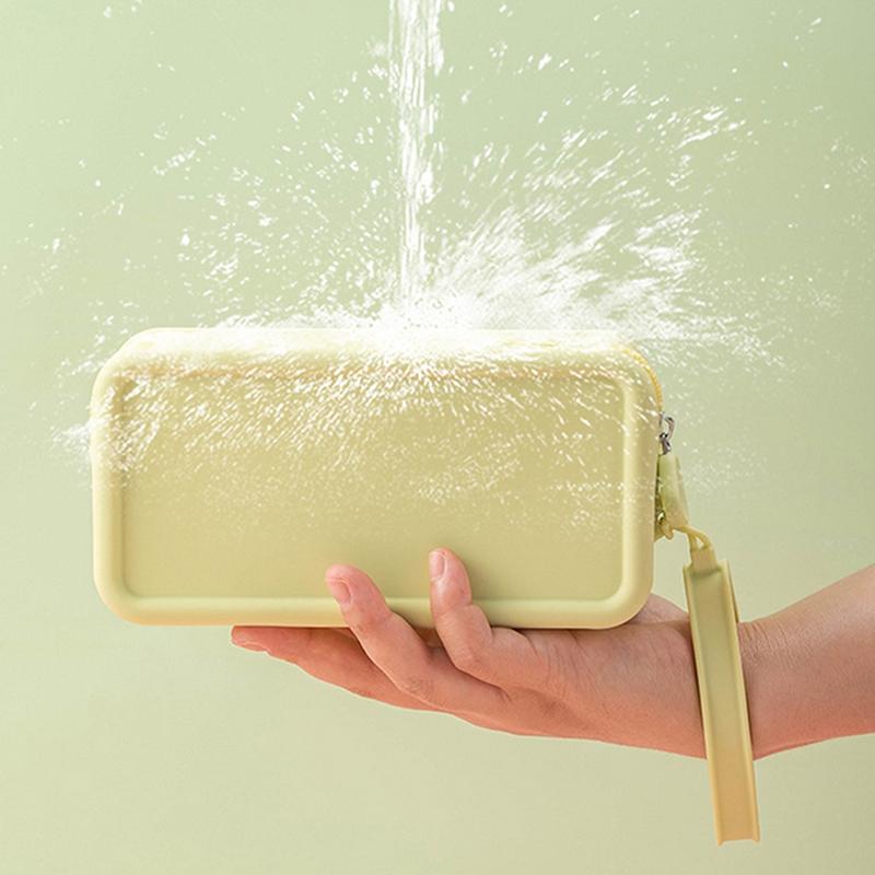 Portable Silicone Coin Purse Waterproof Zipper Travel Pouch Large Capacity Solid Color Earphone Bag Students