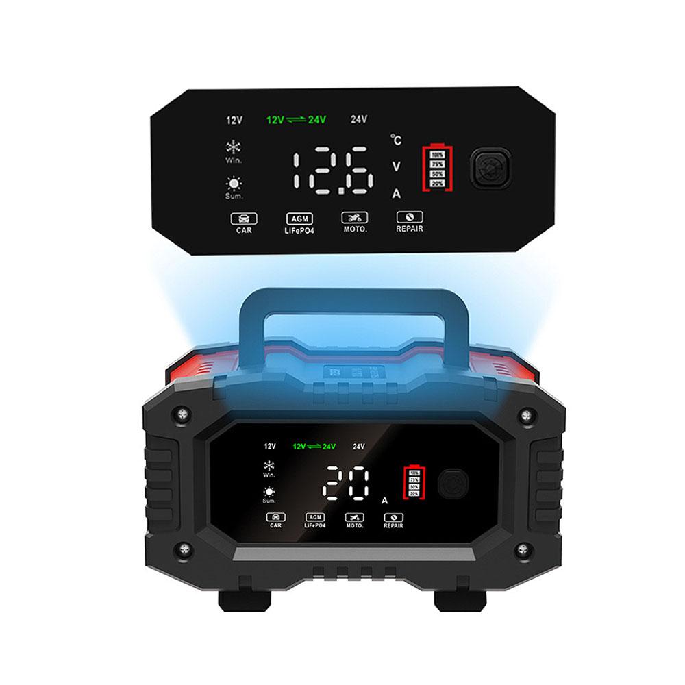 Lithium AGM GEL Lead-Acid LiFePO4 Battery Chargers 12V/24V Smart Charger Car Motorcycle Battery Charger Car Accessories 20A/10A
