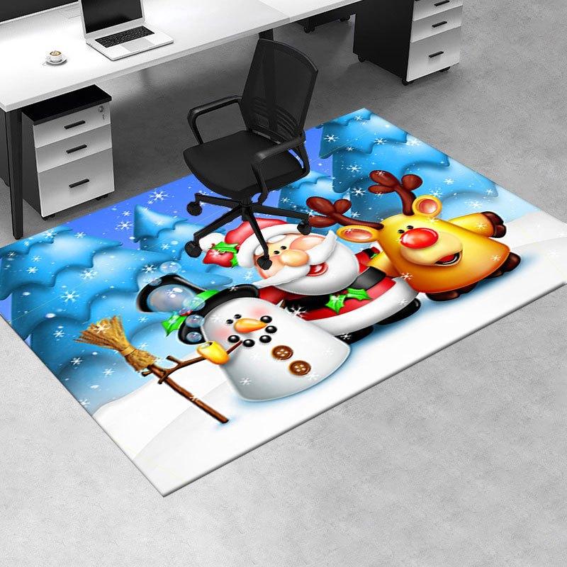 Christmas Santa Claus Snowman Reindeer Winter Wonderland Kids Poster PrintOffice Mat Perfect for Home Decor Office Desk Chair Rugs Chair Car