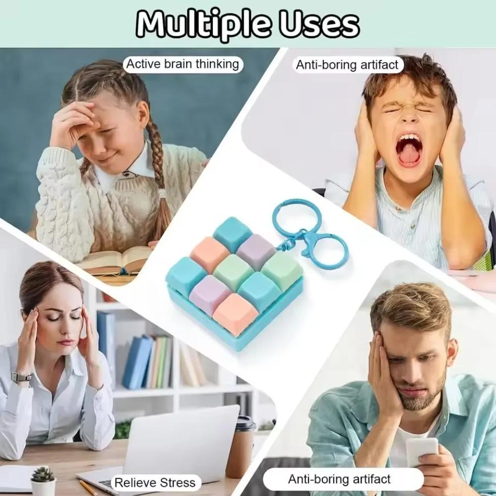 New Keyboard Fidget Toy Keychain Button Fidget Gifts for Adults To Relieve Stress Nine-key Can Be Assembled Freely@