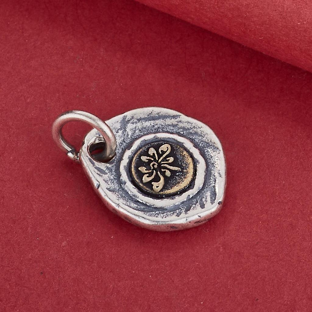 S925 Sterling Silver Lotus Pendant with Eight Auspicious Wheels Charm for DIY Bracelet or Necklace