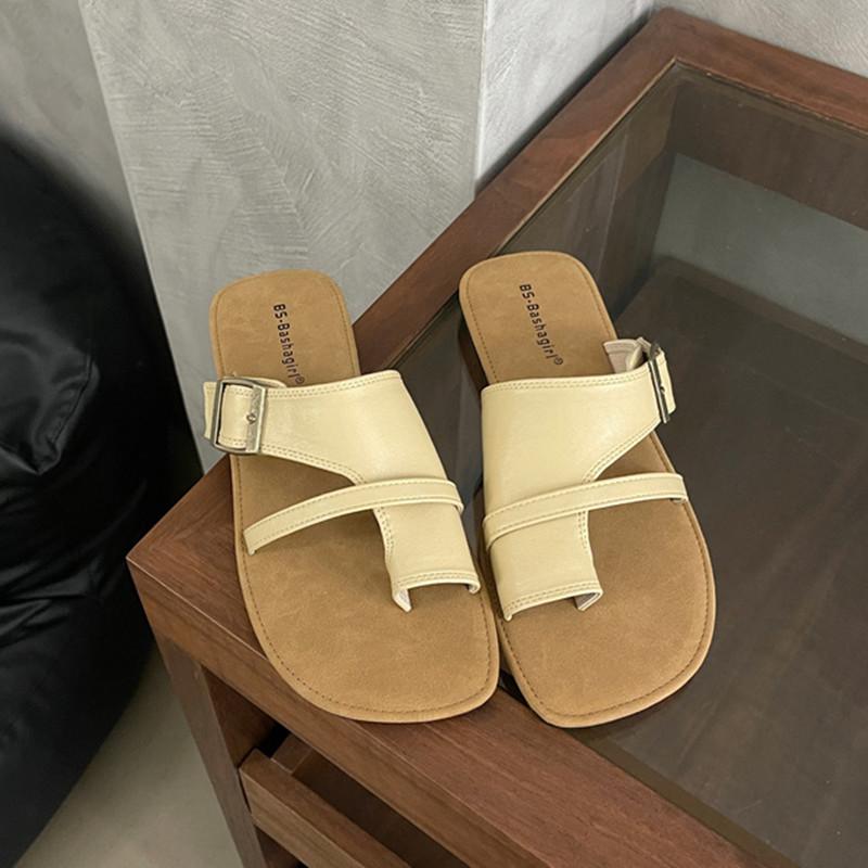 

Bailamos Brand Women Slipper Clip Toe Soft Flat Outdoor Beach Flip Flop Vintage Simple Ladies Women Walking Outdoor Slipper Summ 35