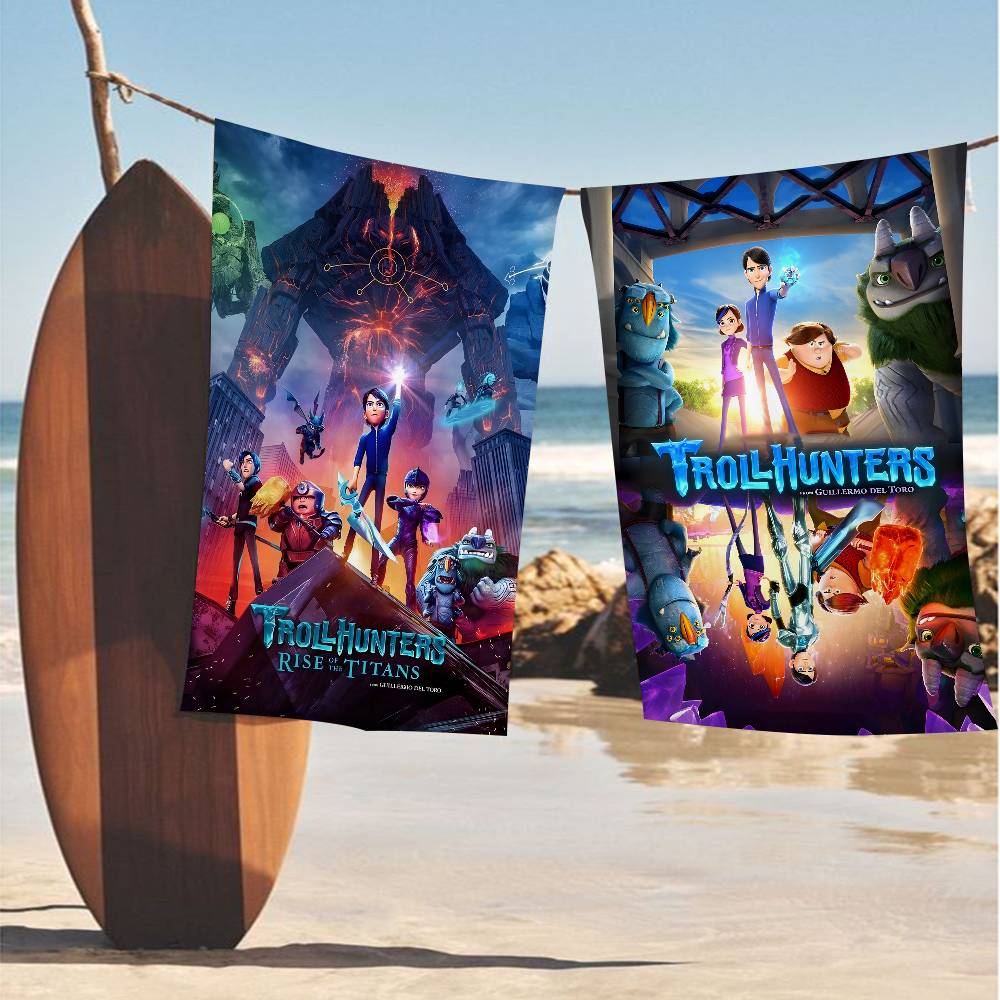 Ka Chen Muda White Anime Trollhunters Microfiber Printed Beach Towel Mountain Climbing Yoga Beach Swimming Running Absorbent Soft Towel