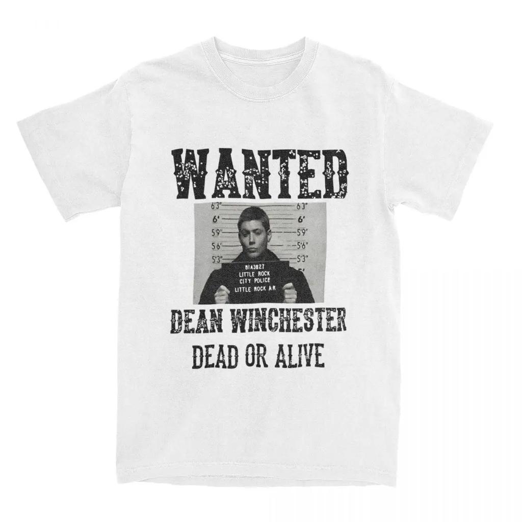 Dean Winchester Wanted Sign T Shirts Cotton Tops Summer Vintage Short-Sleeve T Shirt O Neck Fashion Loose Tshirt